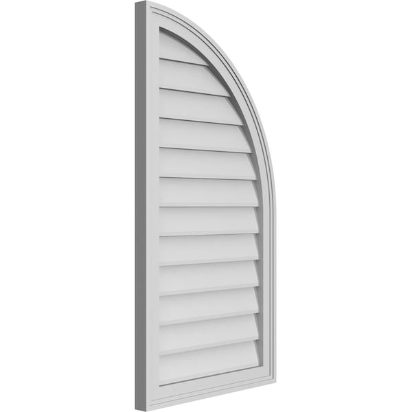 Quarter Round Top Right Surface Mount PVC Gable Vent W/ 2W X 2P Brickmould Sill Frame, 20W X 38H